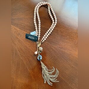 Chico's Rose Pearl and Brushed Gold Multi-Strand Necklace